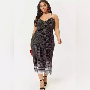 Forever 21 Plus Size Black White Polka Dot Wide Leg Jumpsuit 1X